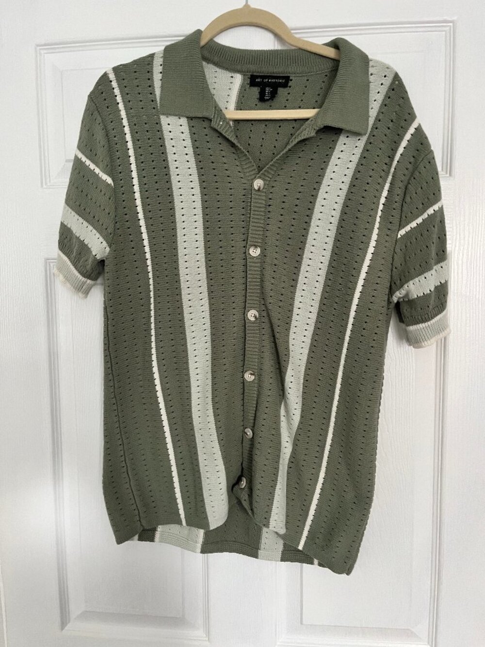 Men's 'Art of Rhetoric' Small Green Cotton Knit Sweater Shirt